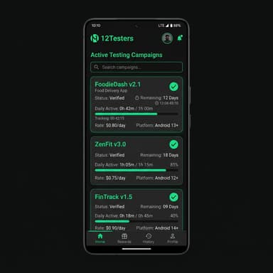 12Testers Companion App Mockup